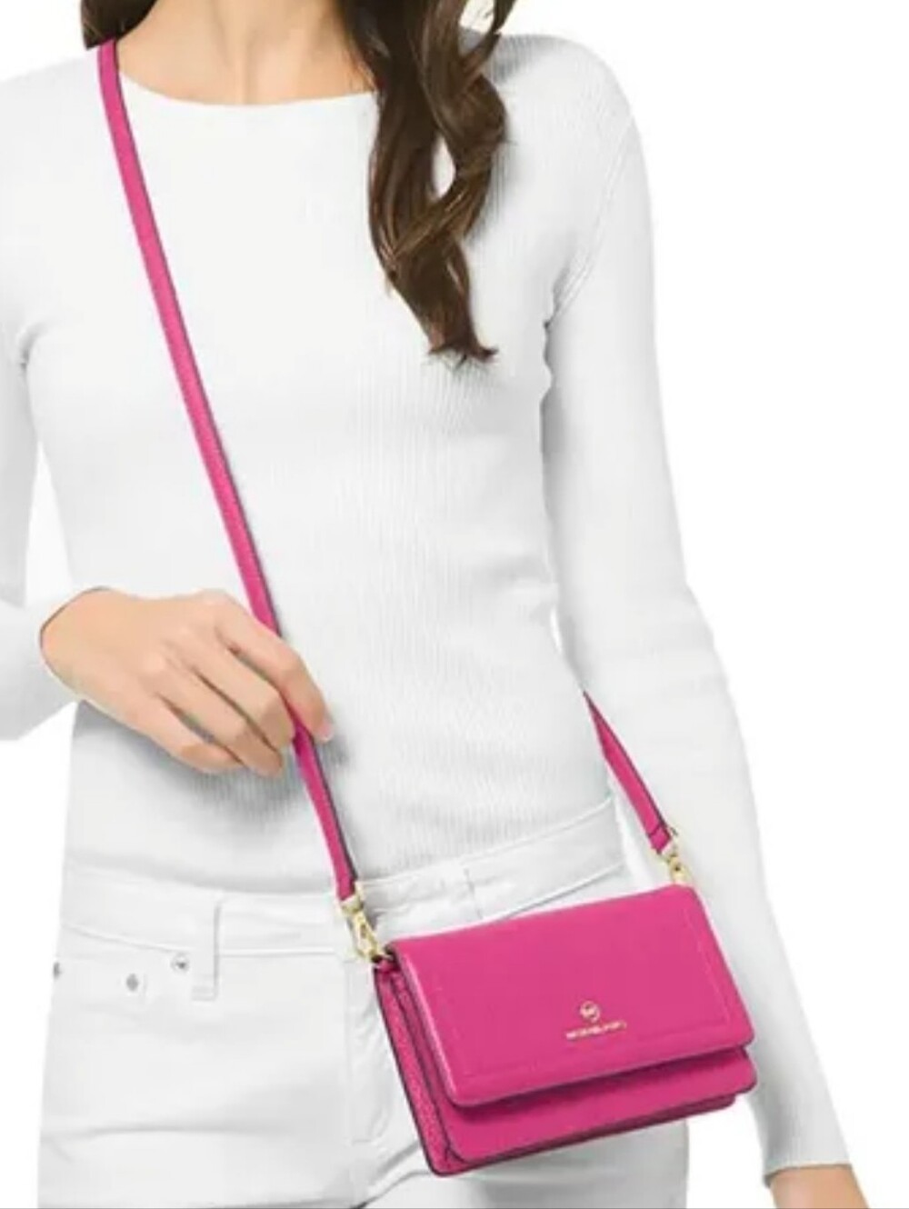 NWOT Michael Kors Jet Set Small Charm Leather Phone Crossbody